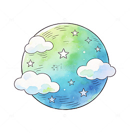 彩绘星空月亮插画