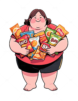 卡通风格零食人物插画