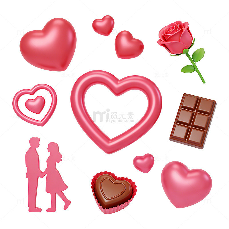 浪漫爱心主题设计元素