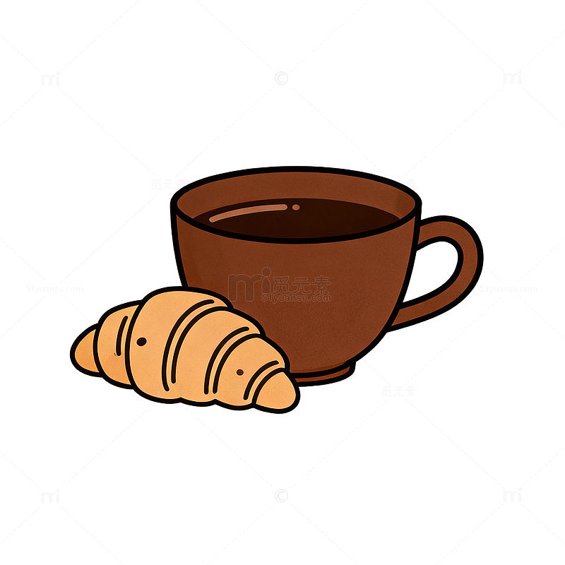 卡通早餐咖啡面包图