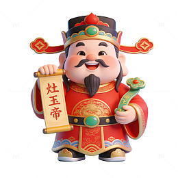 卡通风格灶王爷形象设计素材