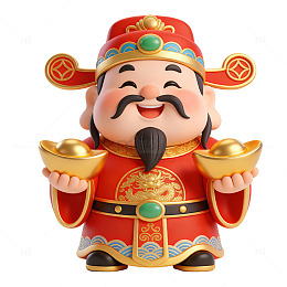 喜庆财神爷金元宝装饰摆件