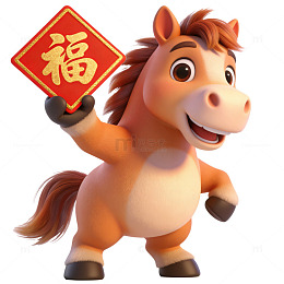 卡通马福字新年祝福图片