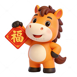 可爱卡通马年祝福图片