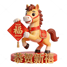 卡通马年新年祝福摆件