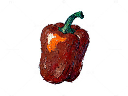 油画风格甜椒绘画素材