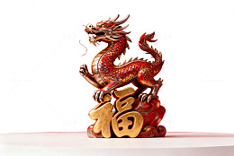 中国红龙福字装饰摆件