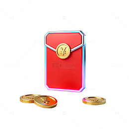 霓虹灯光钱包金币设计元素