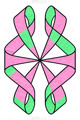 抽象对称粉绿图案装饰素材