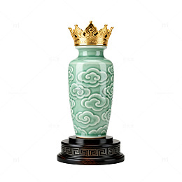 青瓷云纹皇冠花瓶装饰品