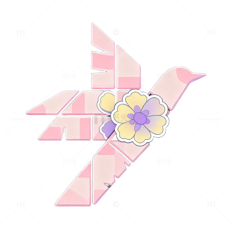 拼贴风花朵图案设计元素