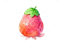 水彩草莓插画设计素材