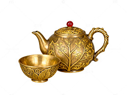 古风金属茶具装饰画