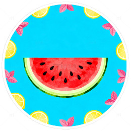 夏日西瓜柠檬圆形图案设计