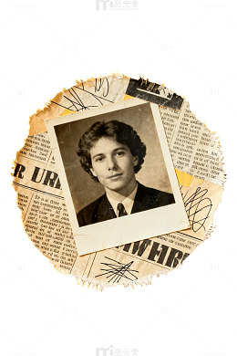 复古报纸风格人物肖像拼贴画