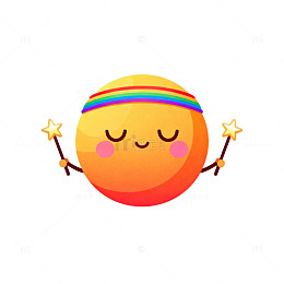 卡通彩虹星球魔法表情图