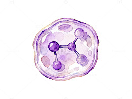水彩细胞分子插画素材