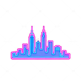 霓虹城市天际线图标设计素材