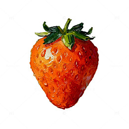 油画风草莓特写绘画素材