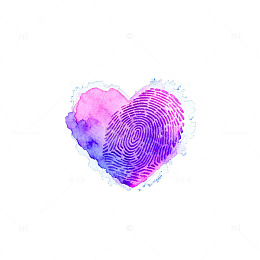 水彩心形指纹艺术图案