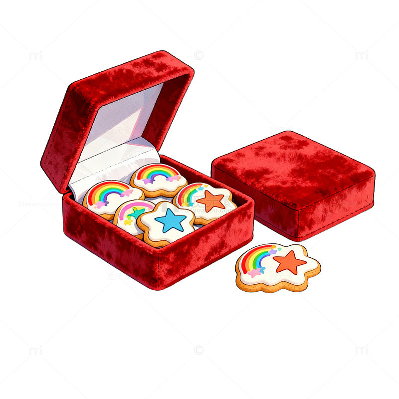 红色礼盒饼干插画