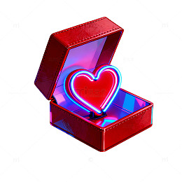 霓虹心形礼盒科技感设计
