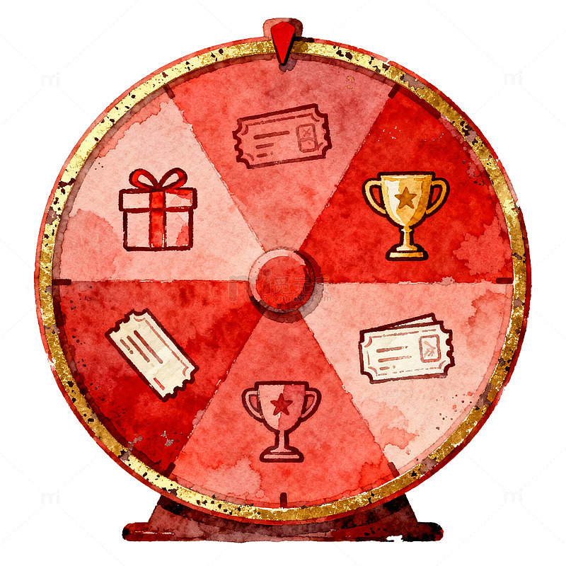 红色转盘游戏插画设计素材
