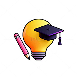 卡通毕业灯泡铅笔插画