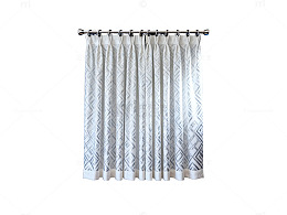 简约白窗帘深蓝色背景装饰设计