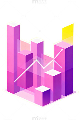 立体柱状图数据分析插画