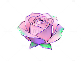 彩虹光效玫瑰花矢量图