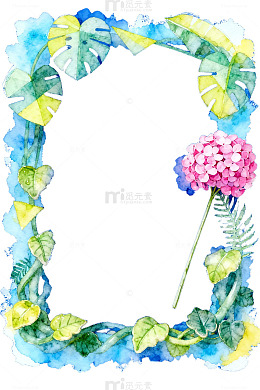 水彩花卉边框设计素材
