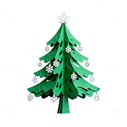 绿色剪纸圣诞树装饰创意设计