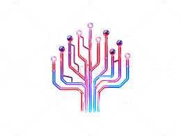 霓虹灯电路树未来科技图案