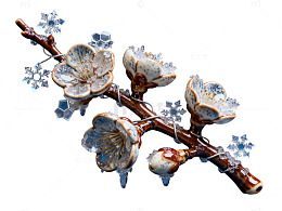 雪花枝头绽放艺术摄影