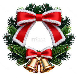 圣诞花环红蝴蝶结金铃铛装饰