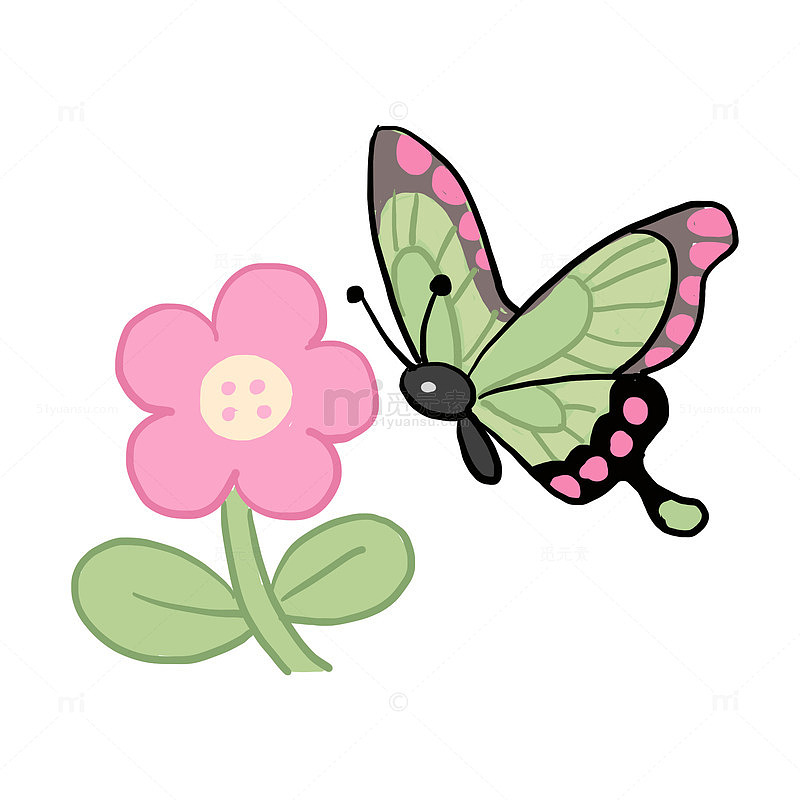 春天花朵蝴蝶免抠元素