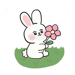 春季小兔赏花免抠元素