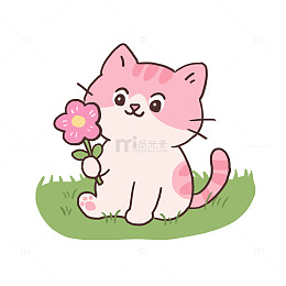 春天可爱小猫赏花免抠元素