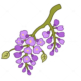 手绘卡通紫藤花植物免抠元素