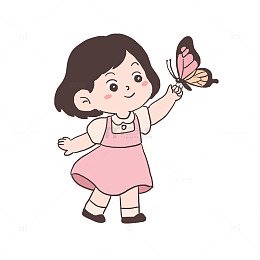 春天小孩踏青捉蝴蝶元素