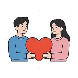 卡通情侣爱心插画