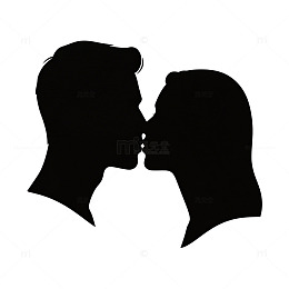 简约风情侣亲密剪影图案