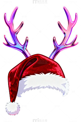 霓虹鹿角圣诞帽设计元素