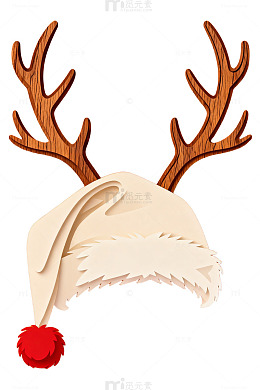 剪纸风圣诞帽麋鹿角装饰