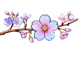 樱花盛开春天插画