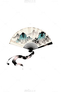 水墨扇山水画艺术背景