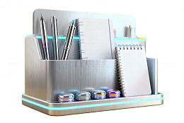 现代办公文具收纳盒设计