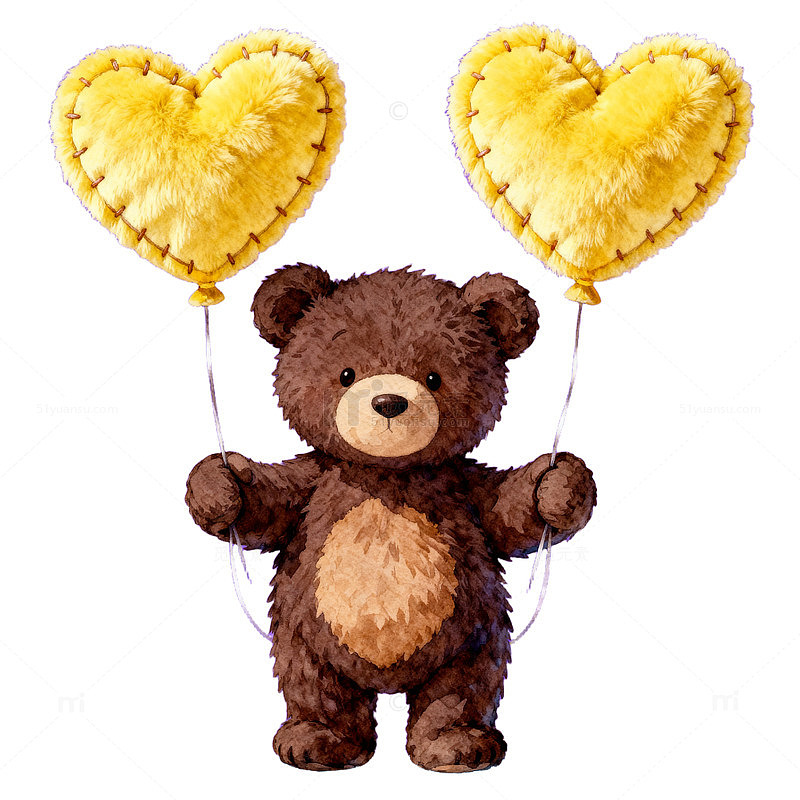 卡通熊抱心形气球可爱背景