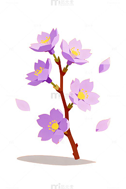 AI绘制紫花树枝插画